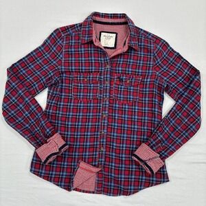 Abercrombie & Fitch Shirt Womens Small Red Flannel Button up Plaid